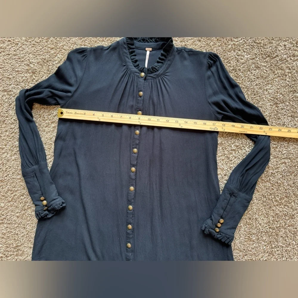 Free People tunic dress button up button down mini dress ruffle